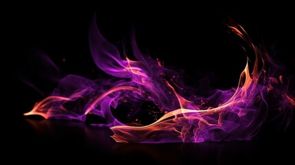 Abstract purple fire with sparks on a black background. Generative AI.