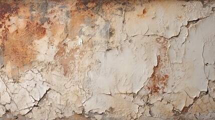 A textured wall with flaking paint and peeling layers. Generative AI