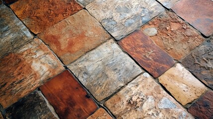 A colorful stone floor with intricate patterns. Generative AI