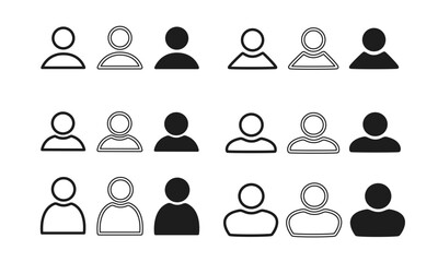 ユーザー、アバター、プロフィールのシルエットのイラストセット/人/ベクター/アイコン/デザイン/マーク/要素/モノクロ