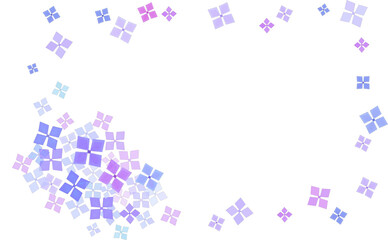 シンプルで鮮やかな紫のアジサイの花のフレーム背景