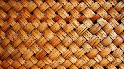 A detailed close up view of a hand woven basket. Generative AI