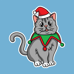 artwork illustration and t shirt design crismas cat cute character sticker