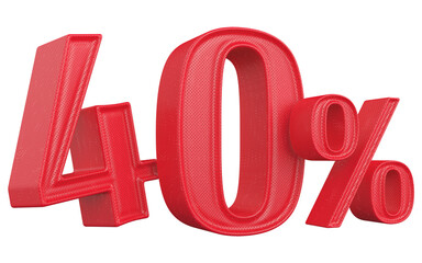40 Number Percent Red 3d