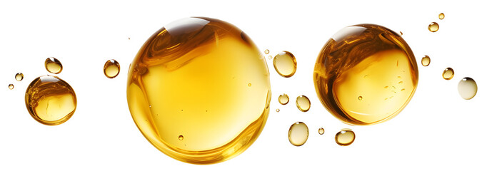 Drops of vegetable oil, isolated.