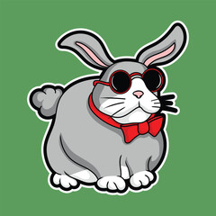 artwork illustration and t shirt design fat rabbit cute character sticker