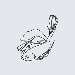 continuous line drawing Siamese fighting fish