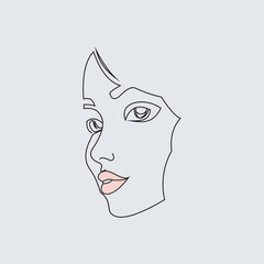 Vector continuous line drawing woman