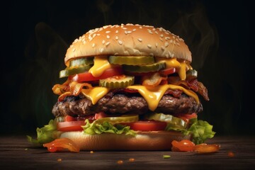 Delicious Juicy Burger Hamburger Cheeseburger Background Image	
