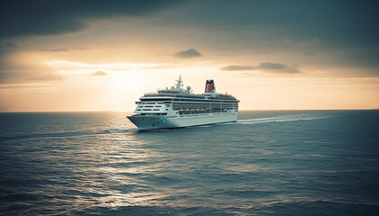 Fototapeta na wymiar majestic cruise ship sailing on the open sea