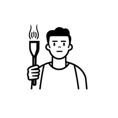 Man holding flame vector illustration isolated on transparent background