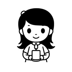 Girl holding candle vector illustration isolated on transparent background