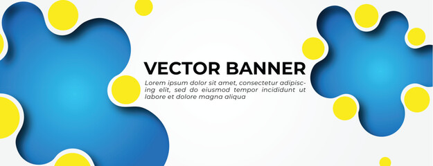 Yellow Blue Abstract Banner with Rounded Shape Vector Banner Template Design