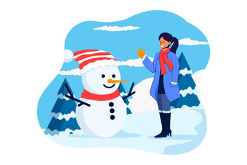 Winter Scene Flat Design Illustration