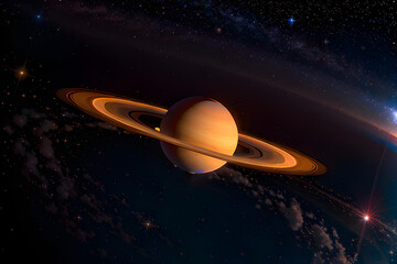 Fototapeta na wymiar Abstract illustration of Saturn and galaxy, planets, stars