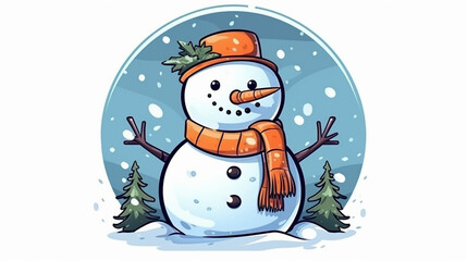 Cute snowman modern illustration holiday design for christmas. 