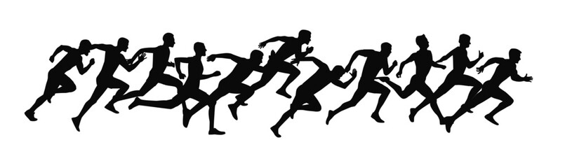 Fototapeta na wymiar Running group silhouette