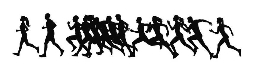 Fototapeta na wymiar Running group silhouette