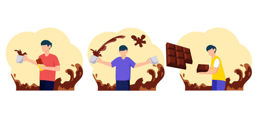 World Chocolate Day Flat Bundle Design Illustration