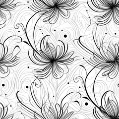 Black Floral And Botanical Line Art Illustration