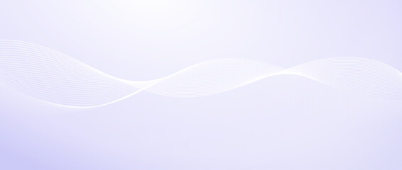 Flowing undulate lines design. Abstract smooth curved stripes template. White fluid wave on light pastel purple background. Horizontal vector wallpaper