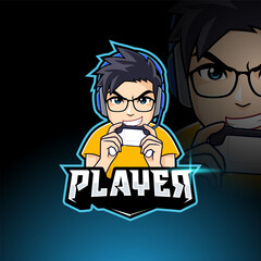 Gamer boy esport gaming logo template