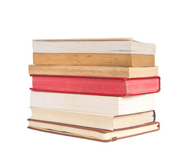 Stack of used books, isolated. Transparent background.