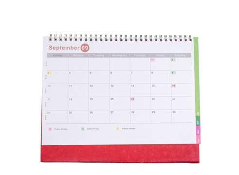 Table calendar, September month, isolated. Transparent background. - Powered by Adobe