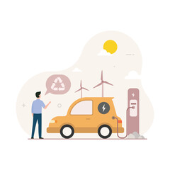 Alternative energy for automobile charging as environmental friendly solution vector illustration