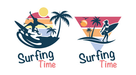 Summer and surfing logo design. Retro surfing logo template