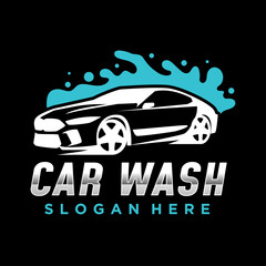 Elegant car wash logo design. Car washing service vector illustration