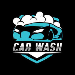 Elegant car wash logo design. Car washing service vector illustration