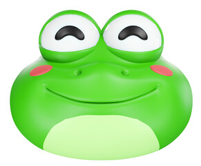 Frog emoticon, 3d rendering illustration.