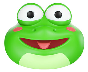 Frog emoticon, 3d rendering illustration.