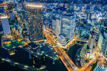 神奈川県横浜市西区みなとみらいの展望台からの都市夜景