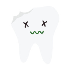 Teeth cartoon character illustration. Cartoon dental character. Cute dentist mascot. Oral health and dental inspection teeth. Medical dentist tool element.