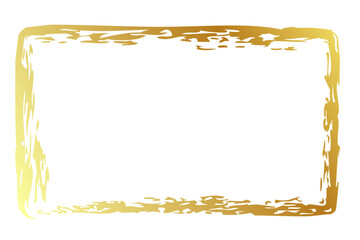 vector simple rectangle frame from gold golden crayon, at white background
