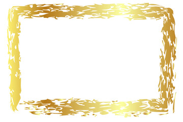vector simple rectangle frame from gold golden crayon, at white background
