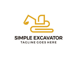 Simple excavator construction logo icon template