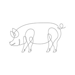 Pig in one line logo icon. Pig continous line art icon vector. Abstract vector linear illustration of pig. pork vector icon. line art. Vector illustration