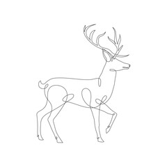 Deer line art icon. Deer continuous line drawing. Deer one line draw graphic vector. Vector illustration