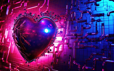 Digital Love Concept. Created with Generative AI Technology