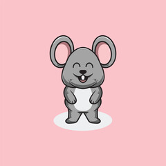 cute mouse smiling cartoon illustration