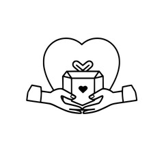 Handing gift box vector illustration isolated on transparent background