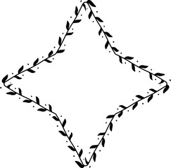 Obraz premium Four-Pointed Star shape Flower frame wreath vector border floral photo frame romantic Botanical Branches decoration wedding anniversary birthday new year newborn mother Christmas valentine winner