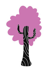 Cartoon tree isolated on a white background. Simple modern style. Cute plants, forest, vector flat illustration. summer, spring trees.