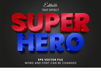 Red and blue super hero 3d editable vector text effect