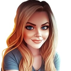 Naklejka premium Beautiful Woman Cartoon Portrait Generative AI