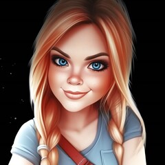 Fototapeta premium Beautiful Woman Cartoon Portrait Generative AI