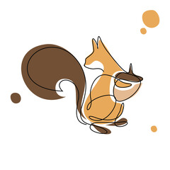 Squirrel Line Art Vector. Squirrel Illustration design for Wall art Print